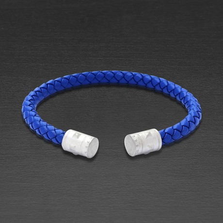 Leather Cuff Bracelet // Blue (Medium)