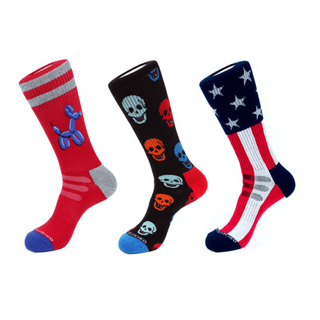 Krazy Athletic Socks // Multicolor // Pack of 3