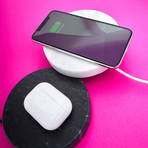 Wireless Charging Stone // White Marble (Dual)
