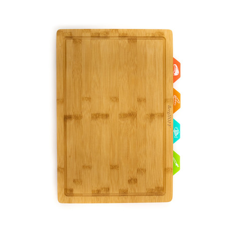Bamboo 5pc Cutting Board, 4 Muti-colored inserts, 16.5x11.8x1.1"