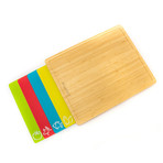 Bamboo 4pc Cutting Board Set, 4 Multi-colored inserts, 16.5x13.4x1.5"