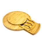 Bamboo 4pc Multi-level Cheese Board Set, with 3 Tools, 13x1.5"