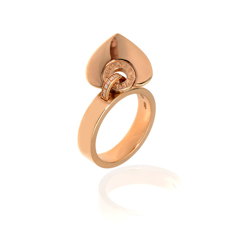 Bulgari Cuore 18k Rose Gold Diamond Heart Ring // Ring Size: 7 // Store Display