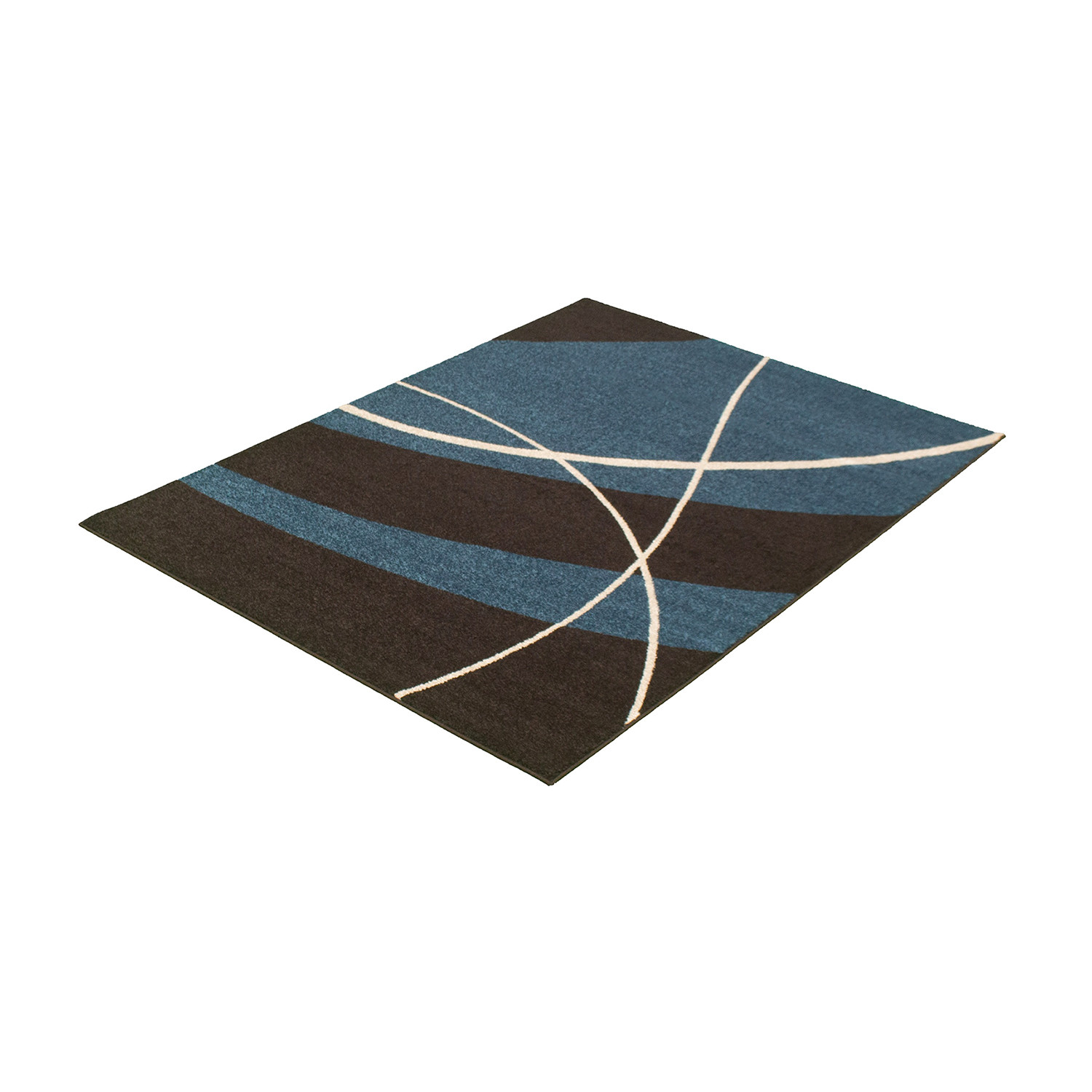 Cosi // Dark Brown + Blue Rug (5'7"L x 3'11"W) ECARPETGALLERY Rugs