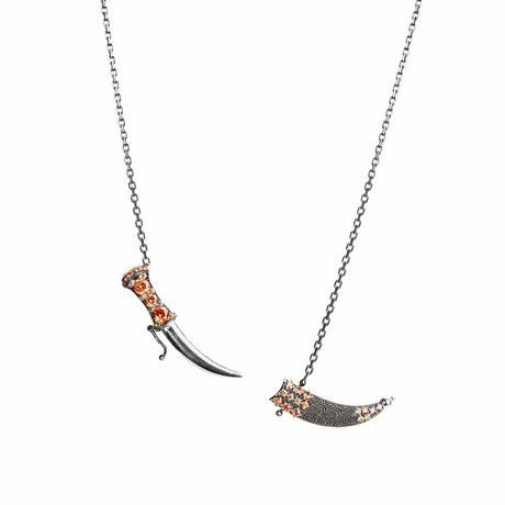 Dagger Case Style Necklace V3 // Silver + Black (S)