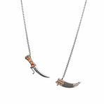 Dagger Case Style Necklace V3 // Silver + Black (M)