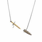 Dagger Case Style Necklace V2 // Silver + Gold (L)