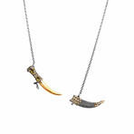 Dagger Case Style Necklace V4 // Black + Gold (L)