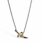 Notched Dagger Necklace V3 // Silver + Black + Gold (L)