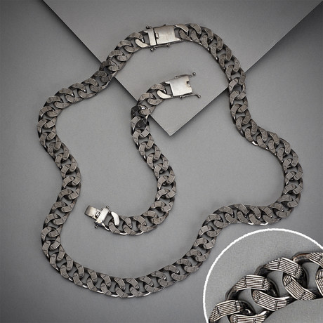 Incision Chain + Bracelet V2 // Silver + Black (S)