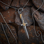 Knife Design Necklace // Silver + Gold (XL)