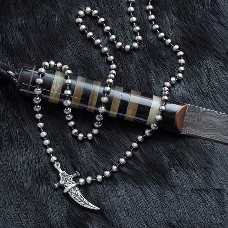 Dagger Necklace V1 // Black + Silver (S)