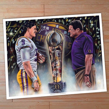 Joe Burrow and Coach O // Perfection // Art Print (20"W x 16"H)