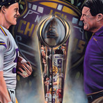 Joe Burrow and Coach O // Perfection // Canvas (20"W x 16"H x 1.5"D)