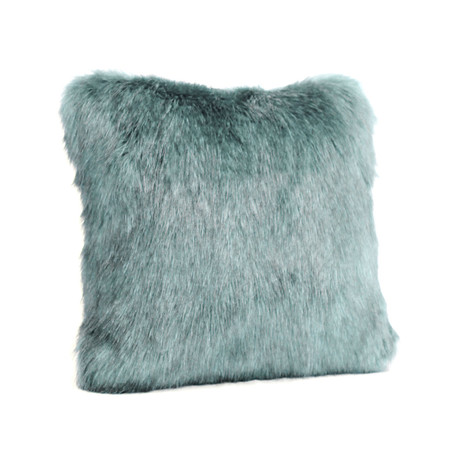 Couture Faux Fur Decorative Pillow // Teal