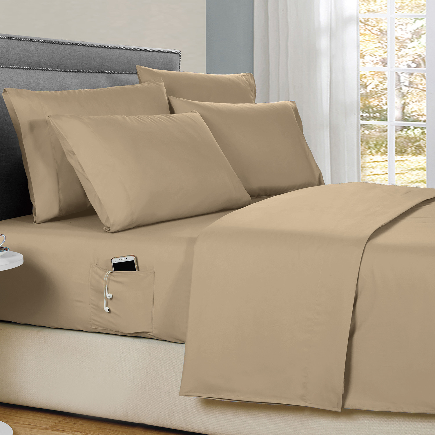 Ultra Soft Sheet Set with Side Pockets // 6 Piece Set // Cream (Full