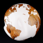 Large Globe 30 // Classic White Stone + Teak // 11.8"Ø
