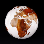 Large Globe 28 // Classic White Stone + Teak // 11.8"Ø