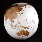 Medium Globe 17 // Classic White Stone + Teak Medium // 9.8"Ø