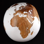 Medium Globe 17 // Classic White Stone + Teak Medium // 9.8"Ø