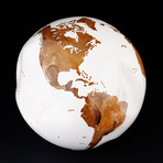 Large Globe 30 // Classic White Stone + Teak // 11.8"Ø