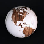 Gift Globe 10 // Classic White Stone + Teak // 7.8"Ø