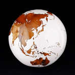 Large Globe 28 // Classic White Stone + Teak // 11.8"Ø