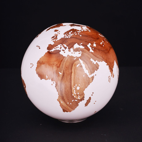 Gift Globe 7 // Classic White Stone + Teak // 7.8"Ø