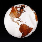 Large Globe 28 // Classic White Stone + Teak // 11.8"Ø