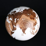 Gift Globe 10 // Classic White Stone + Teak // 7.8"Ø
