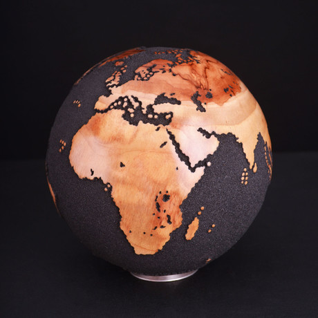 Gift Globe 1 // Classic Black Magnetite + Teak // 7.8"Ø