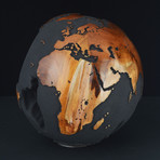 Large Globe 21 // Classic Black Magnetite +Teak // 11.8"Ø