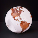 Medium Globe 20 // Classic White Stone + Teak Medium // 9.8"Ø