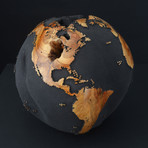 Large Globe 24 // Classic Black Magnetite +Teak // 11.8"Ø
