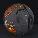 Large Globe 21 // Classic Black Magnetite +Teak // 11.8"Ø