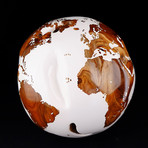 Large Globe 28 // Classic White Stone + Teak // 11.8"Ø