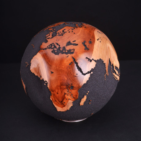 Gift Globe 5 // Classic Black Magnetite + Teak // 7.8"Ø