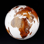 Large Globe 27 // Classic White Stone + Teak // 11.8"Ø