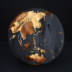 Large Globe 26 // Classic Black Magnetite +Teak // 11.8"Ø