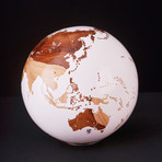 Medium Globe 19 // Classic White Stone + Teak Medium // 9.8"Ø