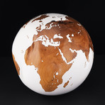 Large Globe 29 // Classic White Stone + Teak // 11.8"Ø