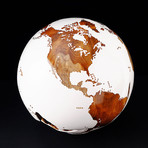 Large Globe 27 // Classic White Stone + Teak // 11.8"Ø
