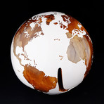 Large Globe 27 // Classic White Stone + Teak // 11.8"Ø