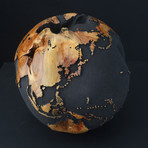 Large Globe 24 // Classic Black Magnetite +Teak // 11.8"Ø