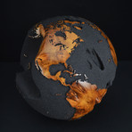 Large Globe 25 // Classic Black Magnetite +Teak // 11.8"Ø