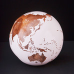 Medium Globe 20 // Classic White Stone + Teak Medium // 9.8"Ø