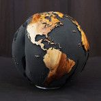 Medium Globe 15 // Classic Black Magnetite + Teak Medium // 9.8"Ø