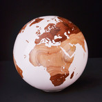 Medium Globe 19 // Classic White Stone + Teak Medium // 9.8"Ø