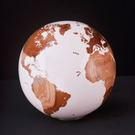 Medium Globe 19 // Classic White Stone + Teak Medium // 9.8"Ø