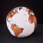 Medium Globe 20 // Classic White Stone + Teak Medium // 9.8"Ø